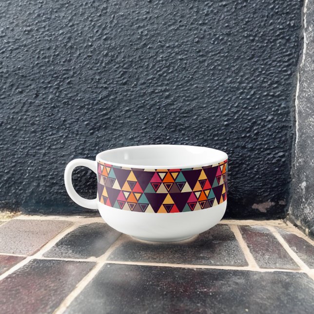 Multicolor Triangle Shapes Soup Mug (Soup Mug)