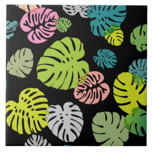 Multicolor Tropical Leaves 2 Ceramic Tile
