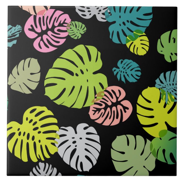 Multicolor Tropical Leaves 2 Ceramic Tile (Front)