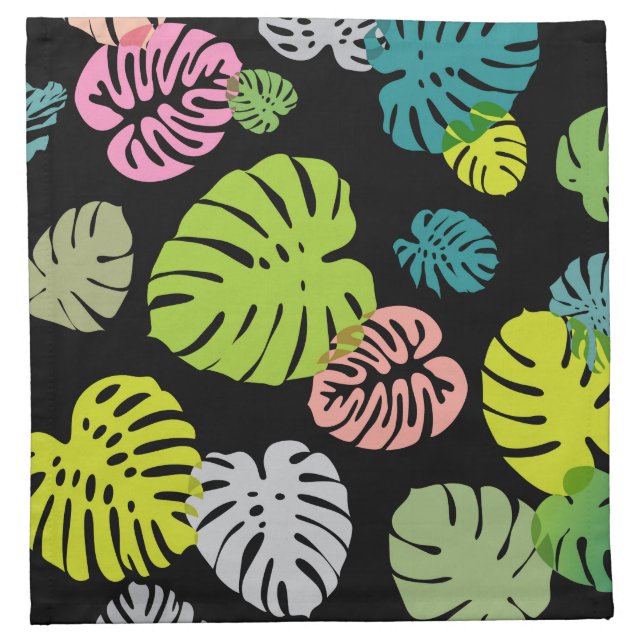 Multicolor Tropical Leaves 2 Cloth Napkin (Front)