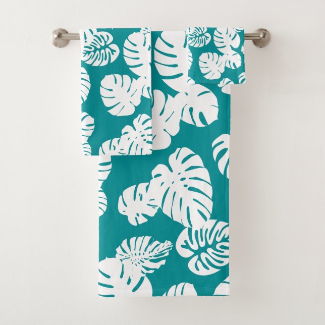 Multicolor Tropical Leaves 3 Bath Towel Set (Insitu)
