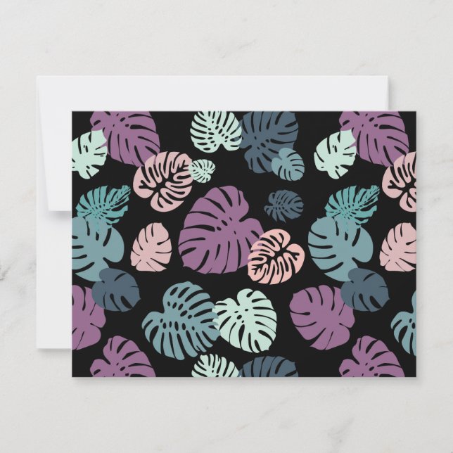 Multicolor Tropical Leaves 5 Note Card (Front)