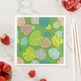 Multicolor Tropical Leaves 8 Paper Dinner Napkins
