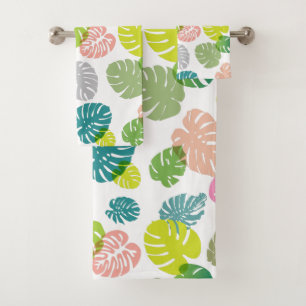 Multicolor Tropical Leaves Bath Towel Set