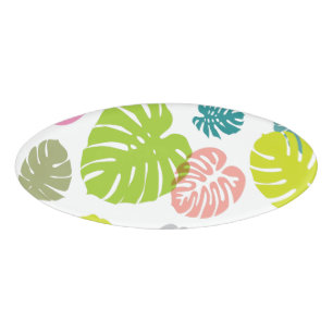 Multicolor Tropical Leaves Name Tag