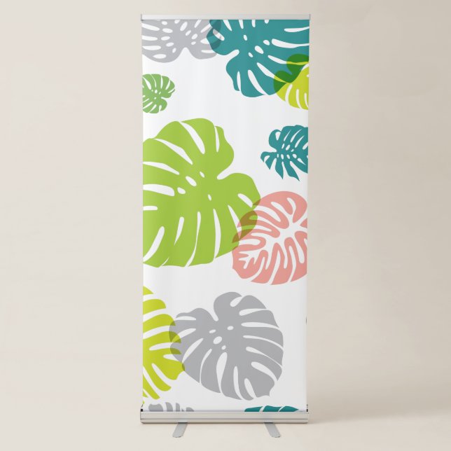 Multicolor Tropical Leaves Retractable Banner (Front)