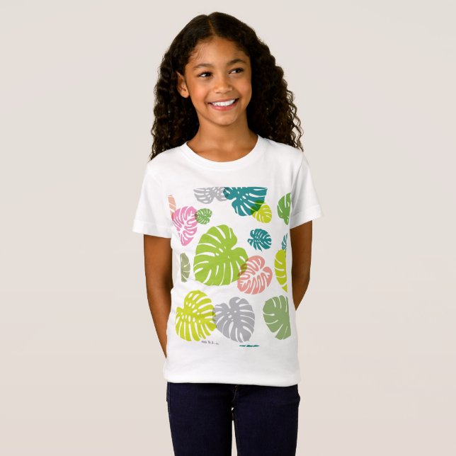 Multicolor Tropical Leaves T-Shirt (Front Full)