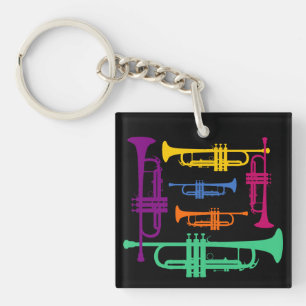 Multicolor Trumpet Brass Music Instrument Keychain