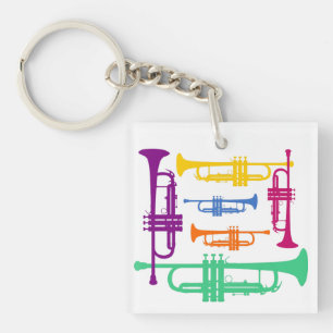 Multicolor Trumpet Brass Music Instrument Keychain