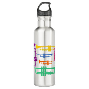 Multicolor Trumpet Brass Music Instrument Stainless Steel Water Bottle