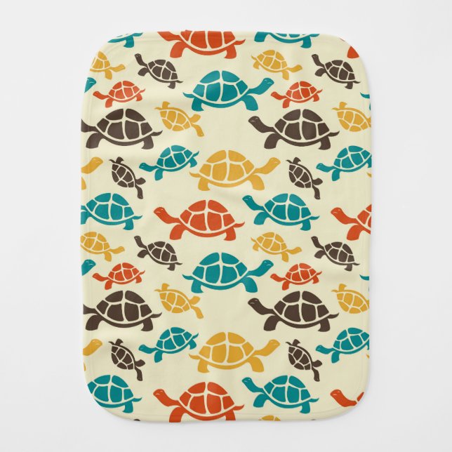 Multicolor Turtle Baby Burp Cloth (Front)