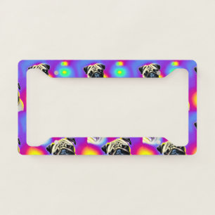 Multicolor Two Pugs Dog Y2K Inspired License Plate Frame