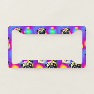 Multicolor Two Pugs Dog Y2K Inspired License Plate Frame