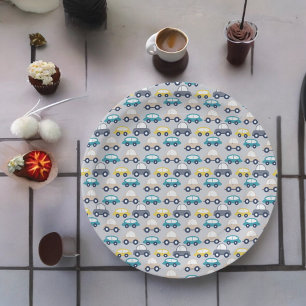 Multicolor Vintage Cars Cartoon Paper Plates