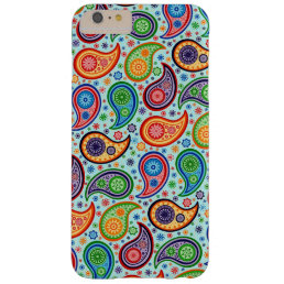Multicolor Vintage Paisley Soft Blue Background Barely There iPhone 6 Plus Case