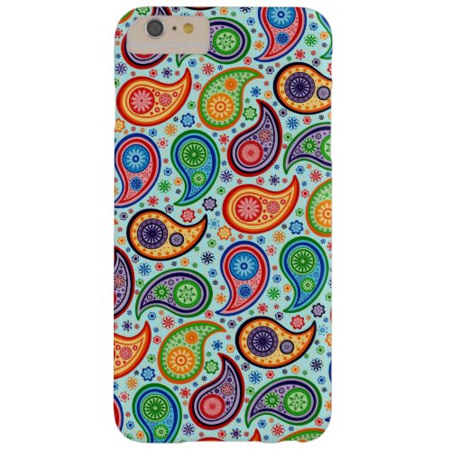 Multicolor Vintage Paisley Soft Blue Background Barely There iPhone 6 Plus Case