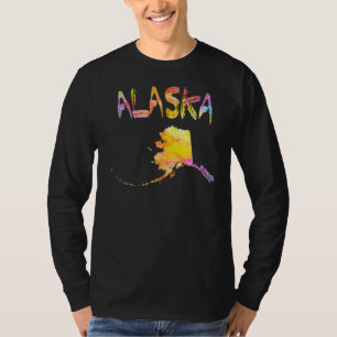 Multicolor Watercolor Alaska State Map Digital Art T-Shirt
