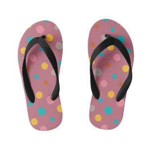 Multicolor Watercolor Dots 5 Kid's Flip Flops