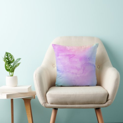 Multicolor Watercolor Duo Abstract Pattern Throw Pillow