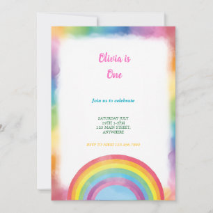 multicolor watercolor rainbow birthday invitation