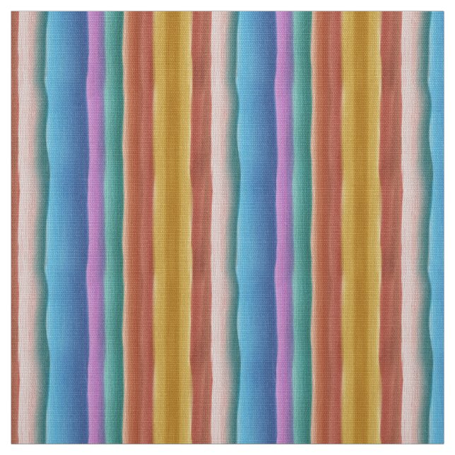 Multicolor Watercolor Stripes Pattern Fabric (Swatch)