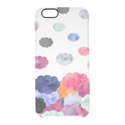 Multicolor whimsical watercolour clouds pattern clear iPhone 66S case