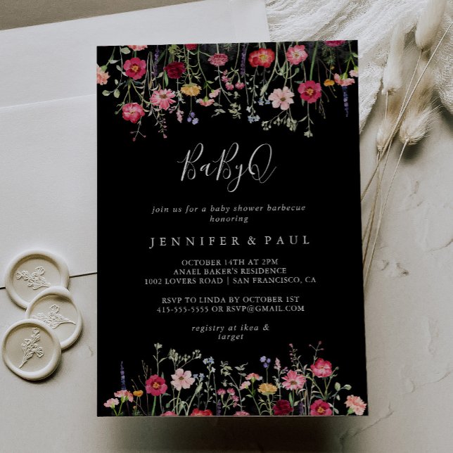Multicolor Wildflower BabyQ Baby Shower Barbecue Invitation (Creator Uploaded)