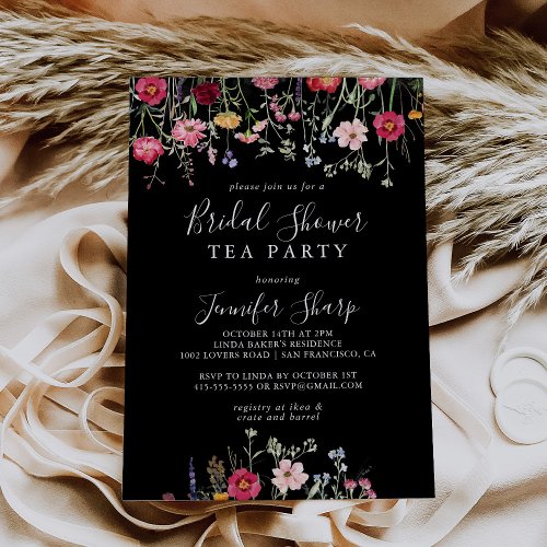 Multicolor Wildflower Bridal Shower Tea Party Invitation