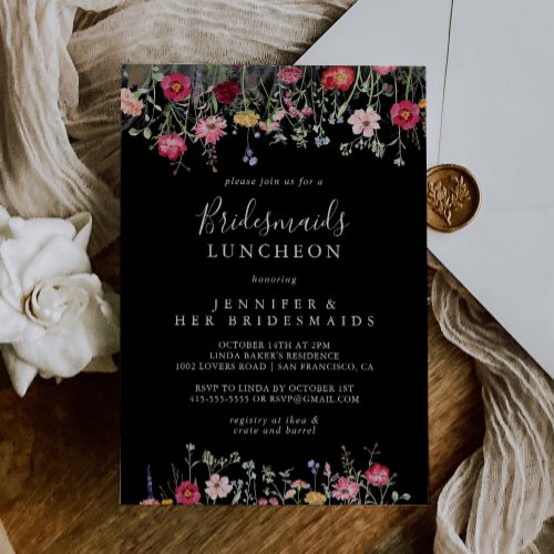 Multicolor Wildflower Bridesmaids Luncheon Shower Invitation