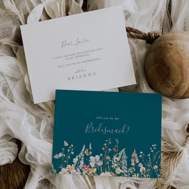 Multicolor Wildflower Green Bridesmaid Proposal Note Card (Creator Uploaded)
