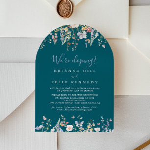 Multicolor Wildflower Green Elopement Reception Invitation