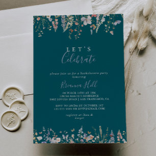 Multicolor Wildflower Green Let's Celebrate Party Invitation