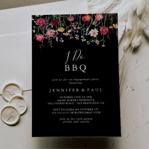 Multicolor Wildflower I Do BBQ Engagement Party Invitation