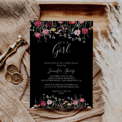 Multicolor Wildflower Its A Girl Baby Shower Invitation