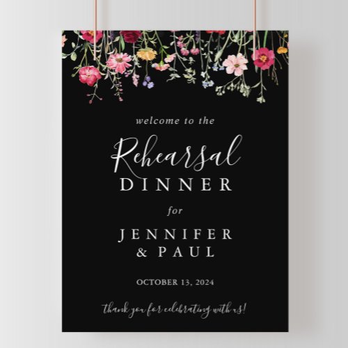 Multicolor Wildflower Rehearsal Dinner Welcome Poster