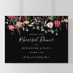 Multicolor Wildflower Rehearsal Dinner Welcome  Poster<br><div class="desc">This multicolor wildflower rehearsal dinner welcome sign is perfect for a modern wedding rehearsal. The design features a multicolored assortment of pink,  blush,  purple,  yellow,  white,  violet,  red,  burgundy wild flowers in a black background.</div>