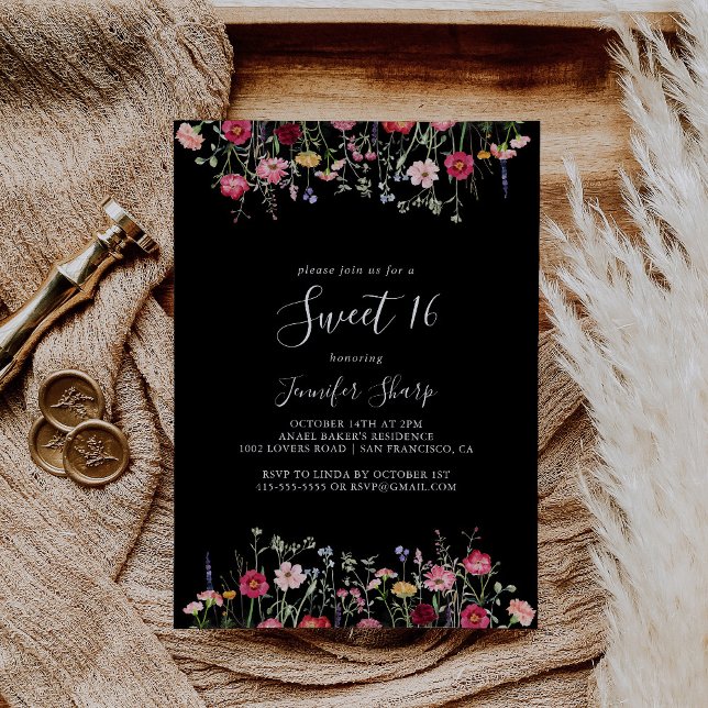 Multicolor Wildflower Sweet 16 Birthday Party Invitation (Creator Uploaded)