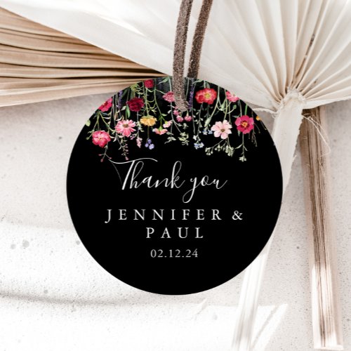 Multicolor Wildflower Thank You Wedding Favor Classic Round Sticker