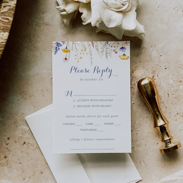 Multicolor Wildflower Wedding Menu Choice RSVP (Creator Uploaded)