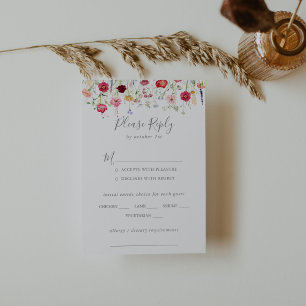 Multicolor Wildflower Wedding Menu Choice RSVP