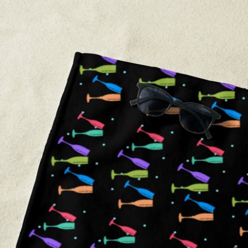 Multicolor wine glasses beach towel