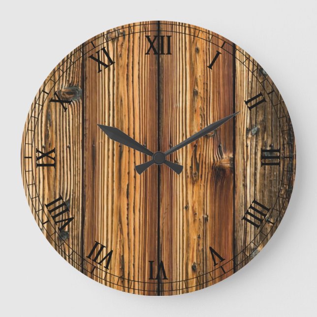 multicolor wood patterns textures large clock (Front)