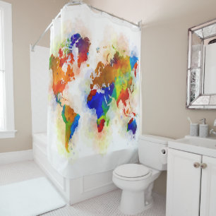 Multicolor world map Design 77 Shower Curtain