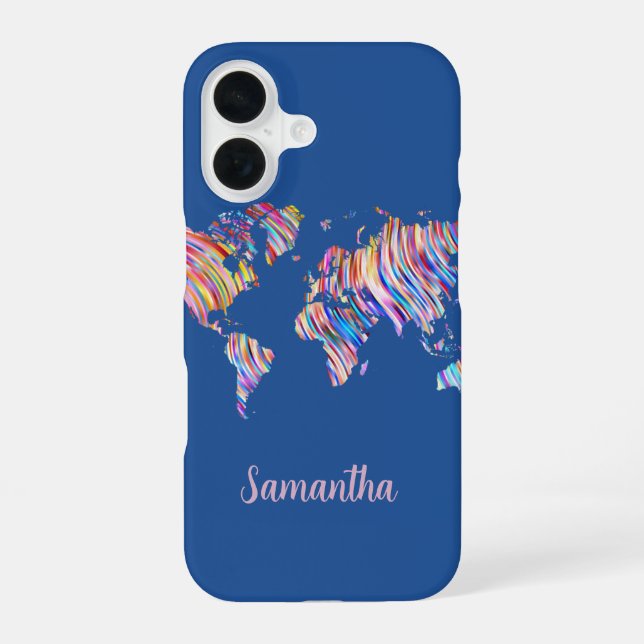 Multicolor World Map Iphone Case (Back)