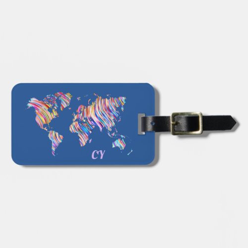 Multicolor World Map  Luggage Tag