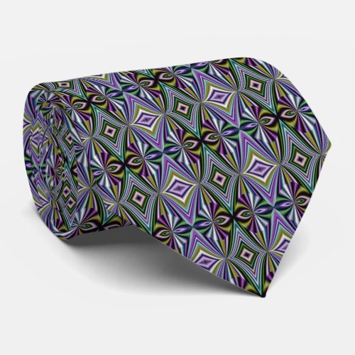 Multicolor YellowGreenLavenderBlue Pattern Tie