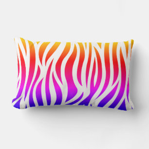 Multicolor Zebra Print Lumbar Throw Pillow
