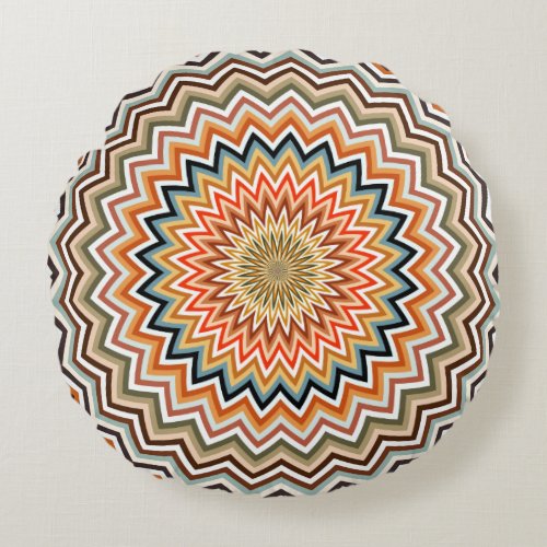 Multicolor Zigzag Pattern Round Pillow