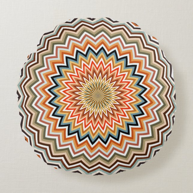 Multicolor Zigzag Pattern Round Pillow (Front)