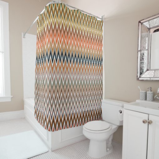 Multicolor Zigzag Pattern Shower Curtain | Zazzle